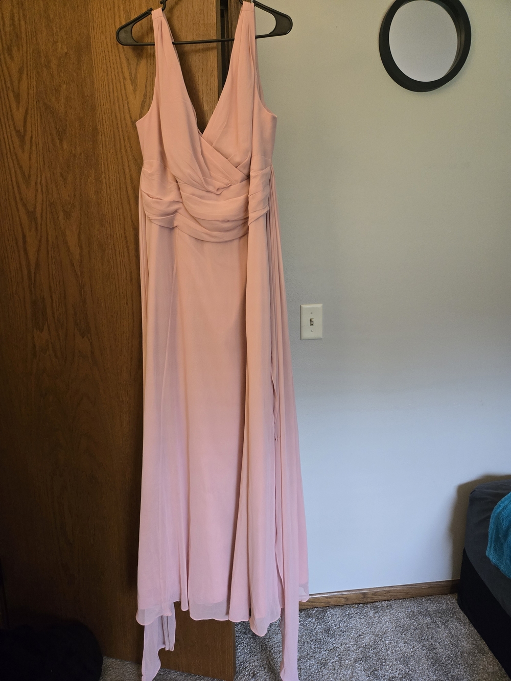 Pink Chiffon Bridesmaid Dress, Size 18, DB Studio by David’s Bridal, Never Worn.